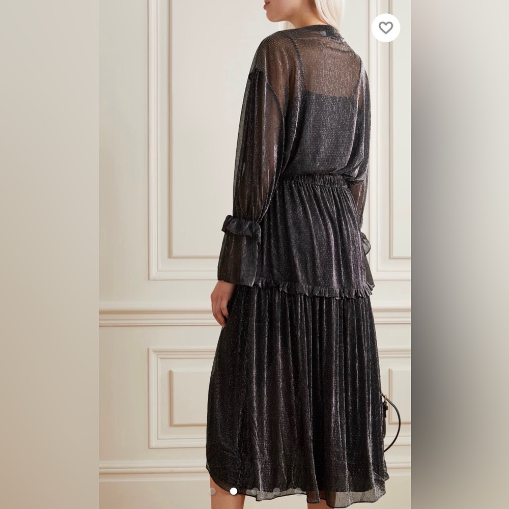 IRO Rolienae Ruffled Metallic Chiffon Midi Dress - Picture 8 of 9